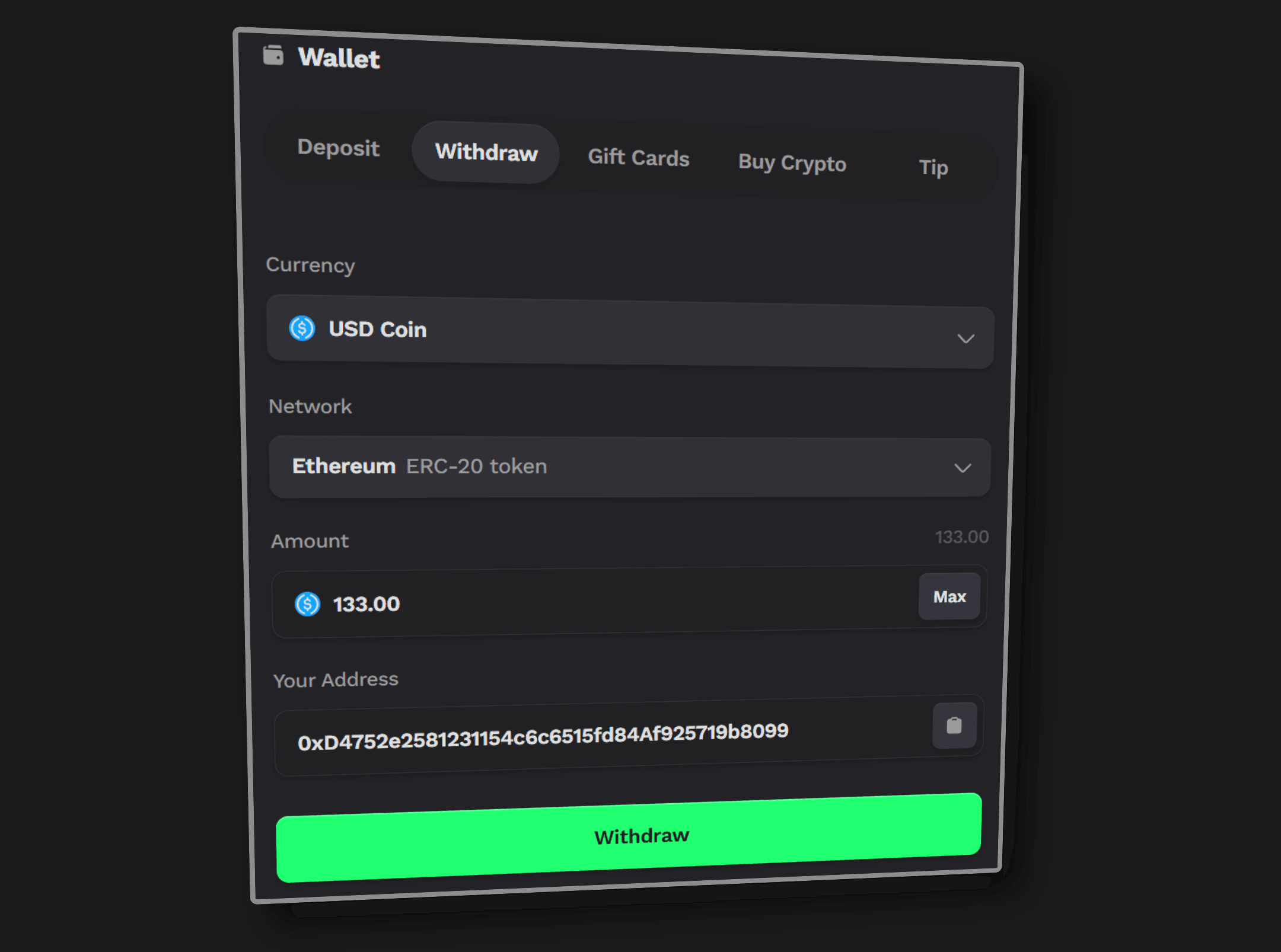 Degen Casino withdrawal guide showing step-by-step process for cashing out crypto winnings