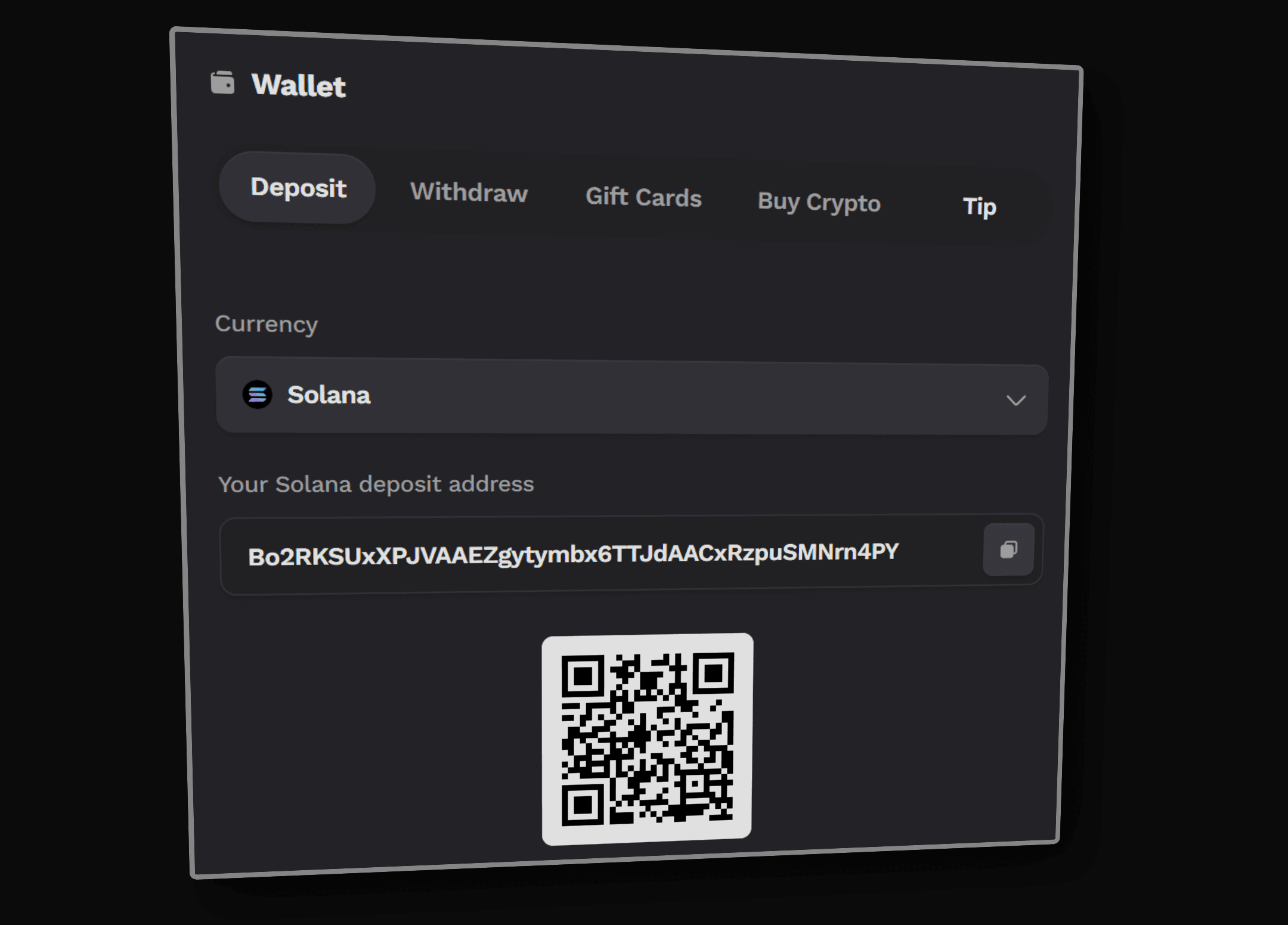 Degen Casino deposit guide showing how to fund your account with cryptocurrency step by step