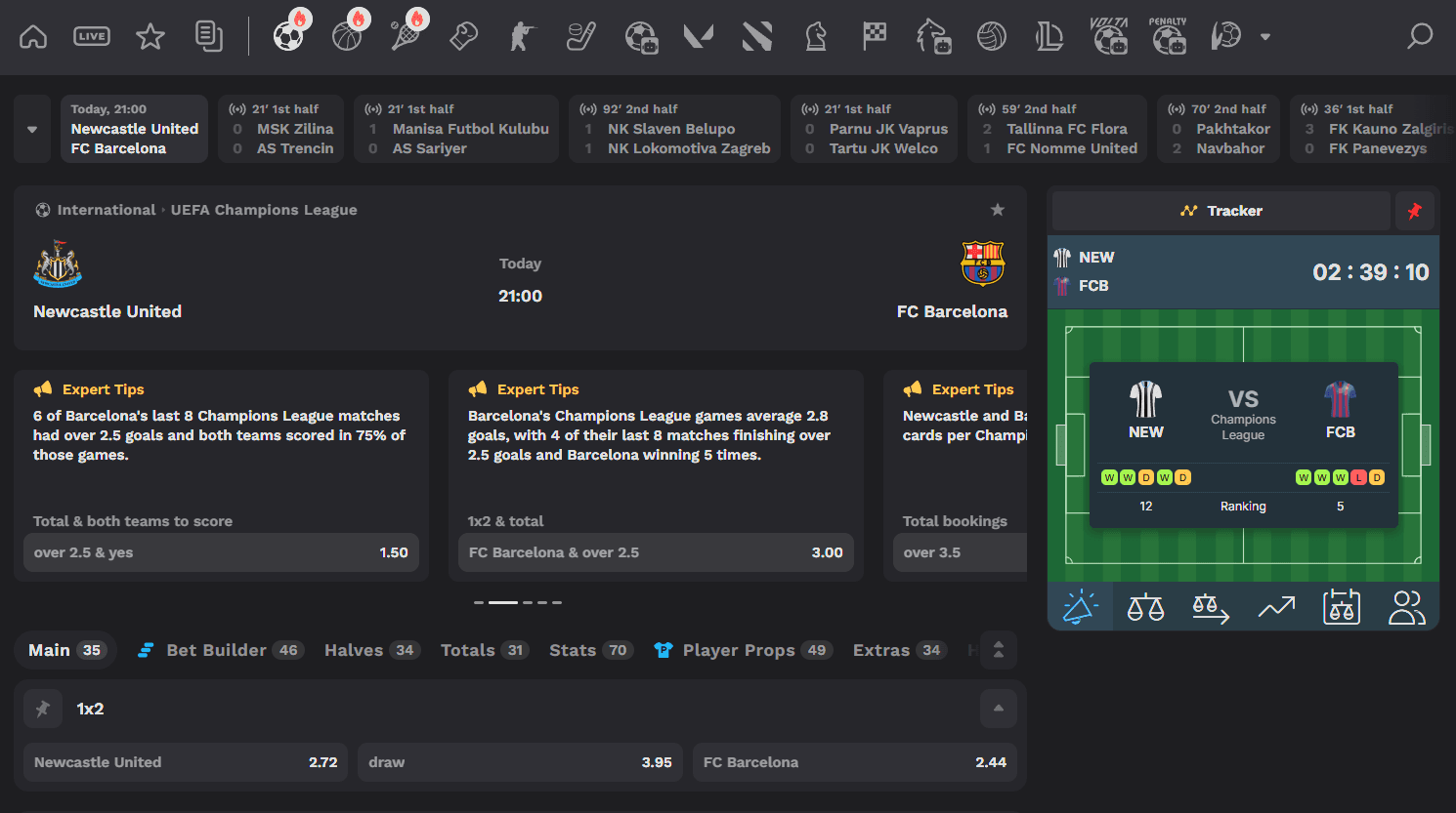 Degen.com sportsbook showing soccer betting markets with live odds for Premier League, Champions League, La Liga